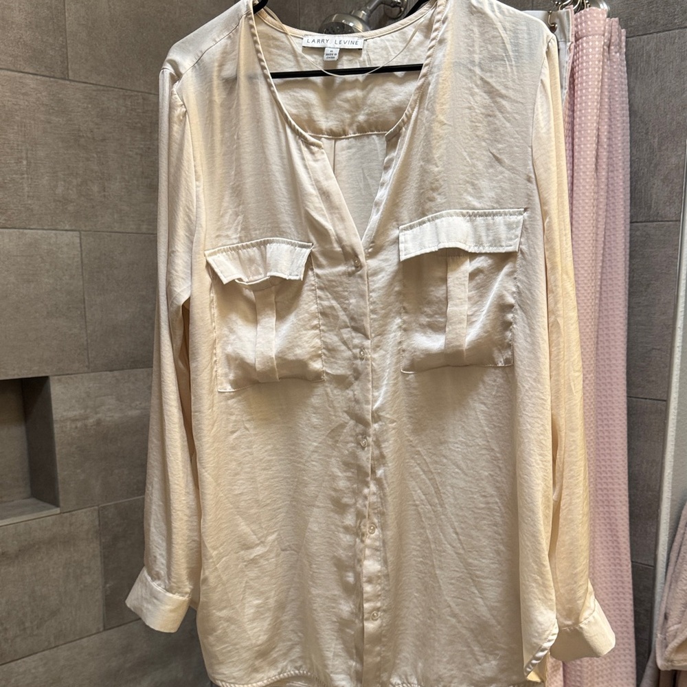 Light Beige V-Neck Blouse